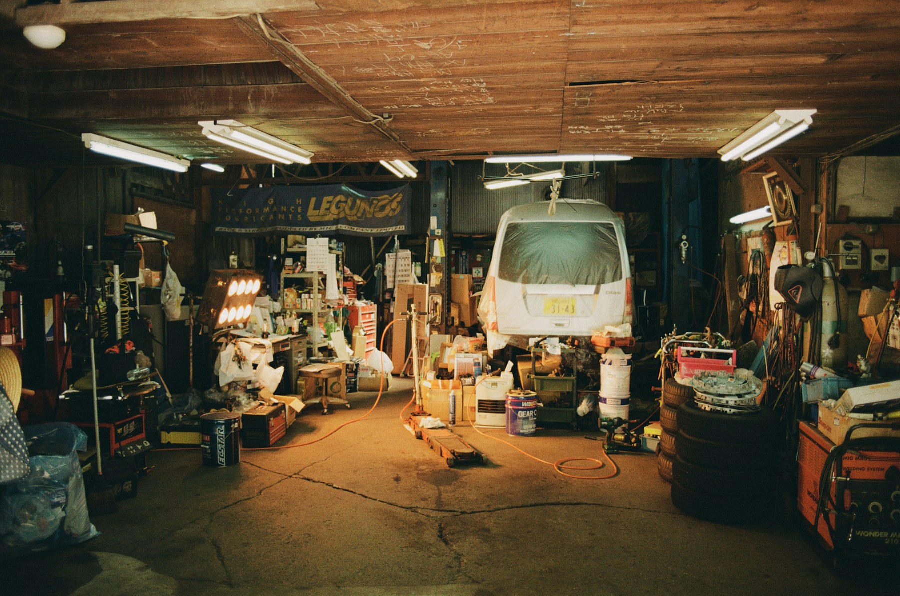 Garage filled with accumulated tools and materials